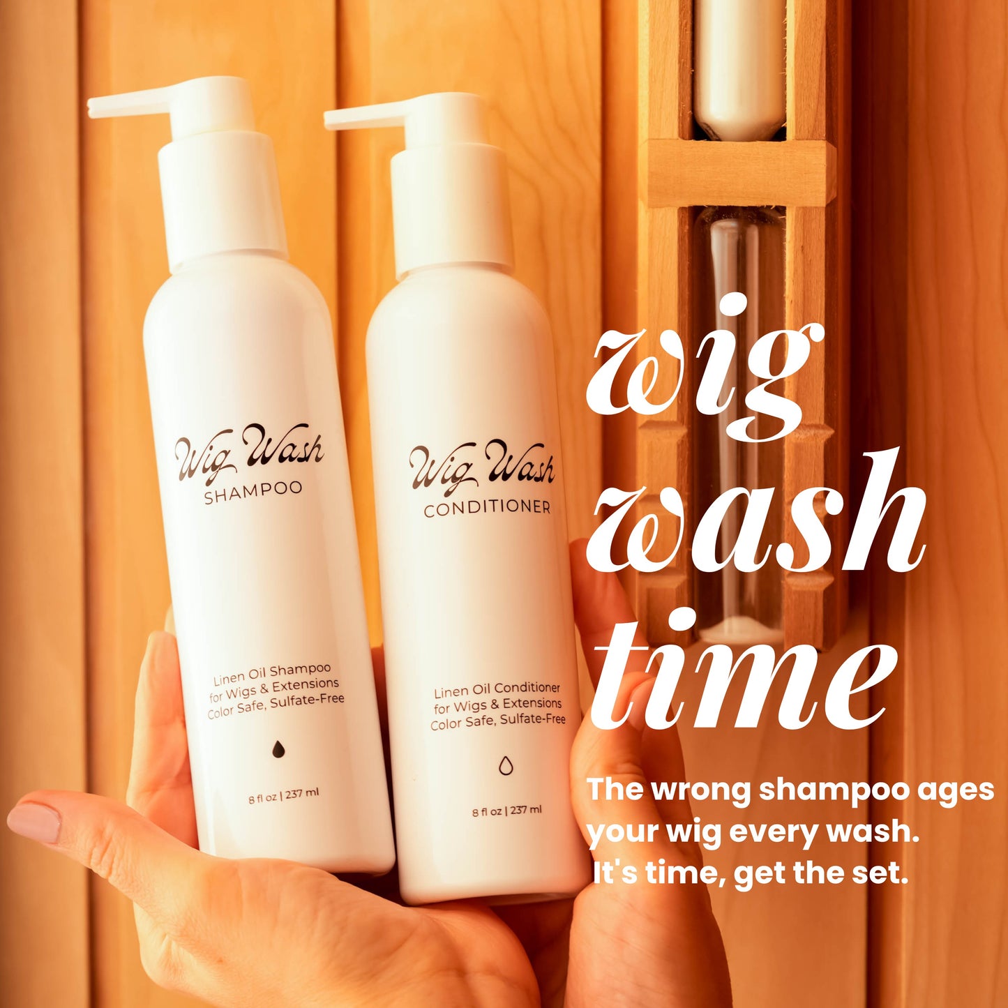 Wig Wash™ Shampoo & Conditioner Set for Human Hair Wigs & Extensions – Complete Wig Care System for Softness & Shine