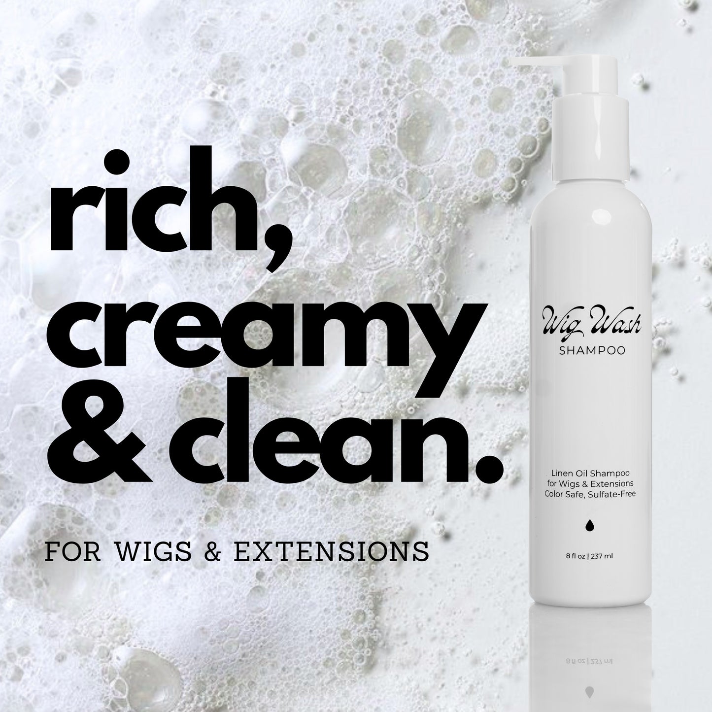 Wig Wash™ – Shampoo for Human Hair Wigs & Extensions (8 oz)