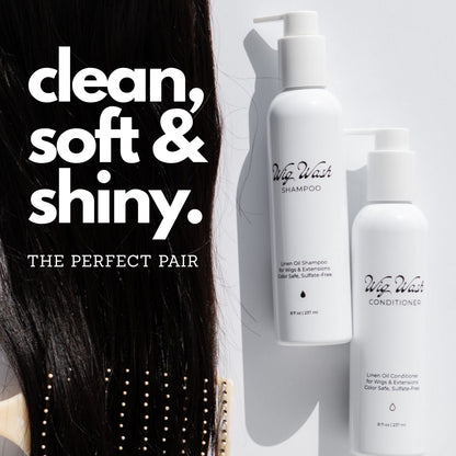 Wig Wash™ Shampoo & Conditioner Set for Human Hair Wigs & Extensions – Complete Wig Care System for Softness & Shine