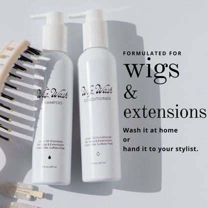 Wig Wash™ Shampoo & Conditioner Set for Human Hair Wigs & Extensions – Complete Wig Care System for Softness & Shine