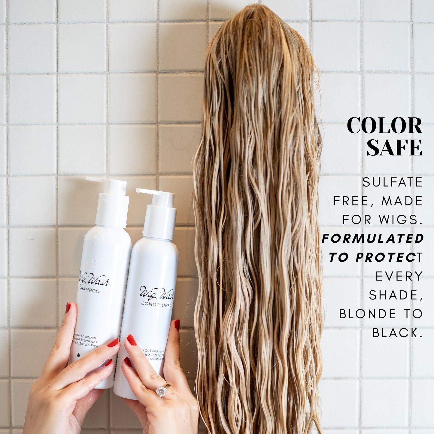Wig Wash™ Shampoo & Conditioner Set for Human Hair Wigs & Extensions – Complete Wig Care System for Softness & Shine