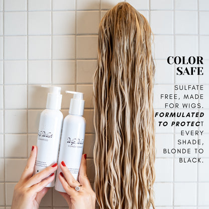 Wig Wash™ Shampoo & Conditioner Set for Human Hair Wigs & Extensions – Complete Wig Care System for Softness & Shine