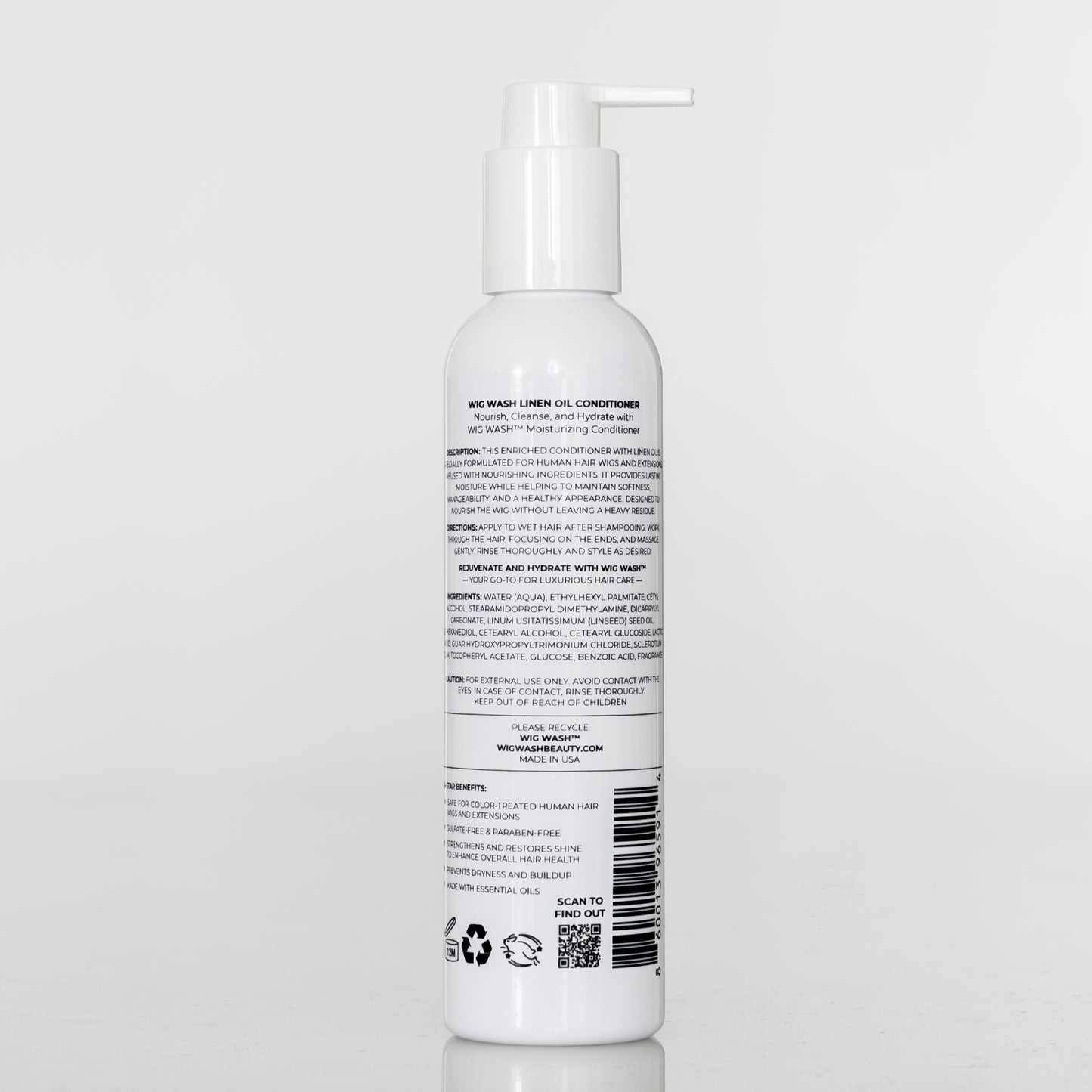 Wig Wash ™ Conditioner for Human Hair Wigs & Extensions – Linen Oil Formula (8oz)